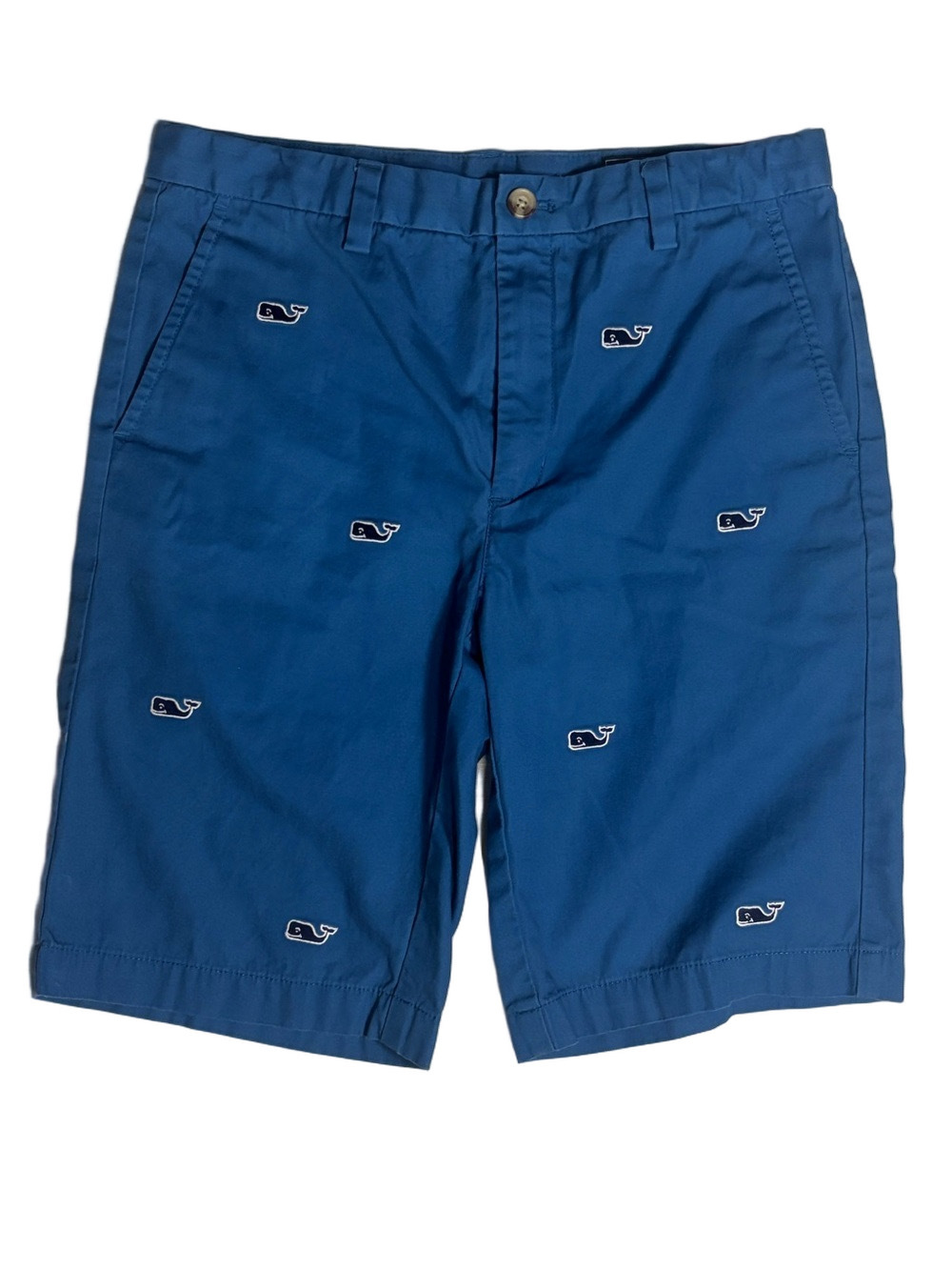 Vineyard Vines Boys Size 14 Blue Whale Embroidered Chino Shorts Preppy Golf